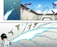 Uryū forcibly absorbs Reishi from the surrounding buildings to fuel his power.