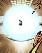 With knowledge of the proper technique, Ichigo creates a large and powerful barrier that damages the area around him.