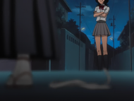 Rukia finds Ichigo after encountering Sado.