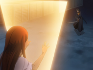 Orihime uses Santen Kesshun against Rukia.