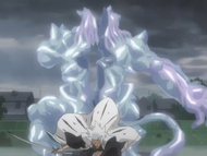 Hitsugaya defeats the Huge Hollow.