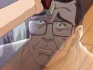 Rukia places her Zanpakutō on the Plus's forehead.