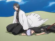 Unohana takes Isane to safety on Minazuki.