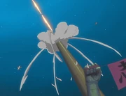 Ganju Shiba y Kurōdo son lanzados fuera del Kakaku Taihō por Kūkaku Shiba.