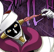 Mayuri pulls his kusarigama out of his ear.