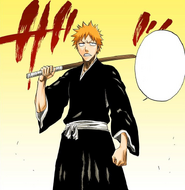 A fully recovered Ichigo arrives to spar with Ikkaku.