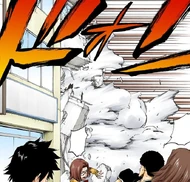 Ichigo's friends see Gin get thrown through the building in front of them.