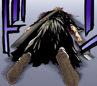 Ichigo lies defeated after Byakuya uses Senka on him.