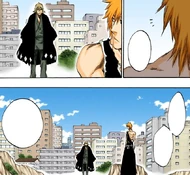 Urahara approaches Ichigo after the battle.