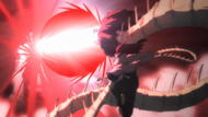 Renji's Hikotsu Taihō pushes back Battikaroa's Cero.