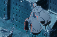 Rukia Kuchiki carries Kensei and Rose across the replaced Seireitei.