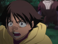 Shōta Toyokawa flees from the Cloning Arrancar in his original Hollow form, abandoning Yui Toyokawa in the process.