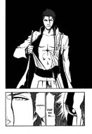 Ichigo, muy calmado, siendo sujetado por Aizen