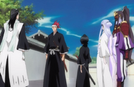 Renji informs Byakuya that they must assign the next Seireitei guard duties.