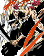 Renji blocks a slash from one of his clones.