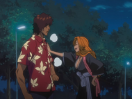 Rangiku joins Sado in the confrontation with Sawatari.