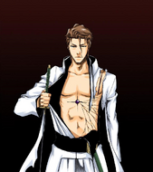 Aizen showing he has implanted the Hōgyoku into his chest.