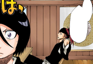 Renji reminds Rukia that the captains meeting will not end earlier just because she is anxious.