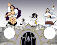 Charlotte and the other resurrected Arrancar arrive behind Mayuri.
