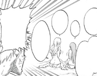 Rangiku teaches Orihime how to carry water with her breasts.