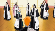 Komamura as Ichigo enters meeting.