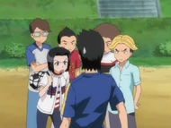 Karin demands that the students follow the rules of the soccer field.