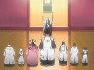 Unohana attends a captains meeting.