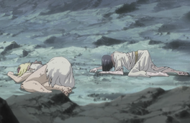 Homura and Shizuku lie on the ground