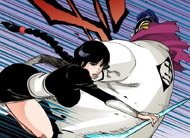 Nemu saves Mayuri from Pernida's Heilig Pfeil.