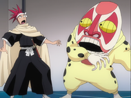 Renji and Dondochakka are shocked by each other.