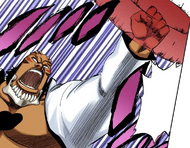Yammy fires a Bala from his left fist.