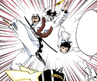 Mayuri has the remaining Arrancar attack the newly-arrived zombies.