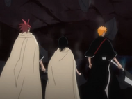 Ichigo and his friends see the passage collapsing around them.