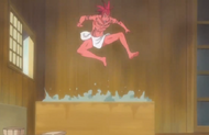 Renji leaps out of his bath after the water becomes scalding hot.