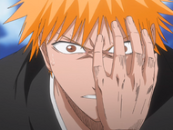 Ichigo regains control of his body from Zangetsu.