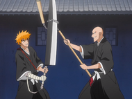 Ikkaku binds Zangetsu with Hōzukimaru.