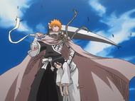 Ichigo frees Rukia from the execution scaffold