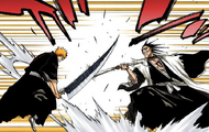 Ichigo and Kenpachi clash.