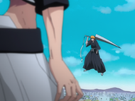 Grimmjow confronts Ichigo in midair.