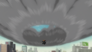 Momo causes an explosion above her and Rangiku.