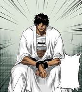 Sado sits in Uryū's cell, having been treated by the Fourth Division.