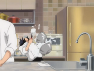 Hanatarō falls asleep while whisking.