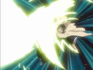 Rukia uses Bakudō #4. Hainawa on Aaroniero.