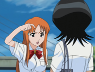 Orihime wonders why Ichigo always looks so serious.