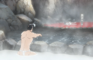 Tenjirō Kirinji throws Byakuya into the Blood Pond Hell.