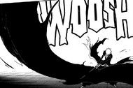 Ichigo uses Getsuga Tenshō against Ulquiorra.