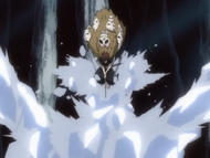 Ashido shatters a frozen Teres, killing him.