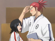 Rukia encourages Renji to stay enthusiastic.