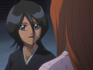 Rukia thanks Orihime for saving her.