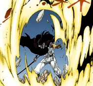 Yhwach emerges from the blast of Reiatsu.